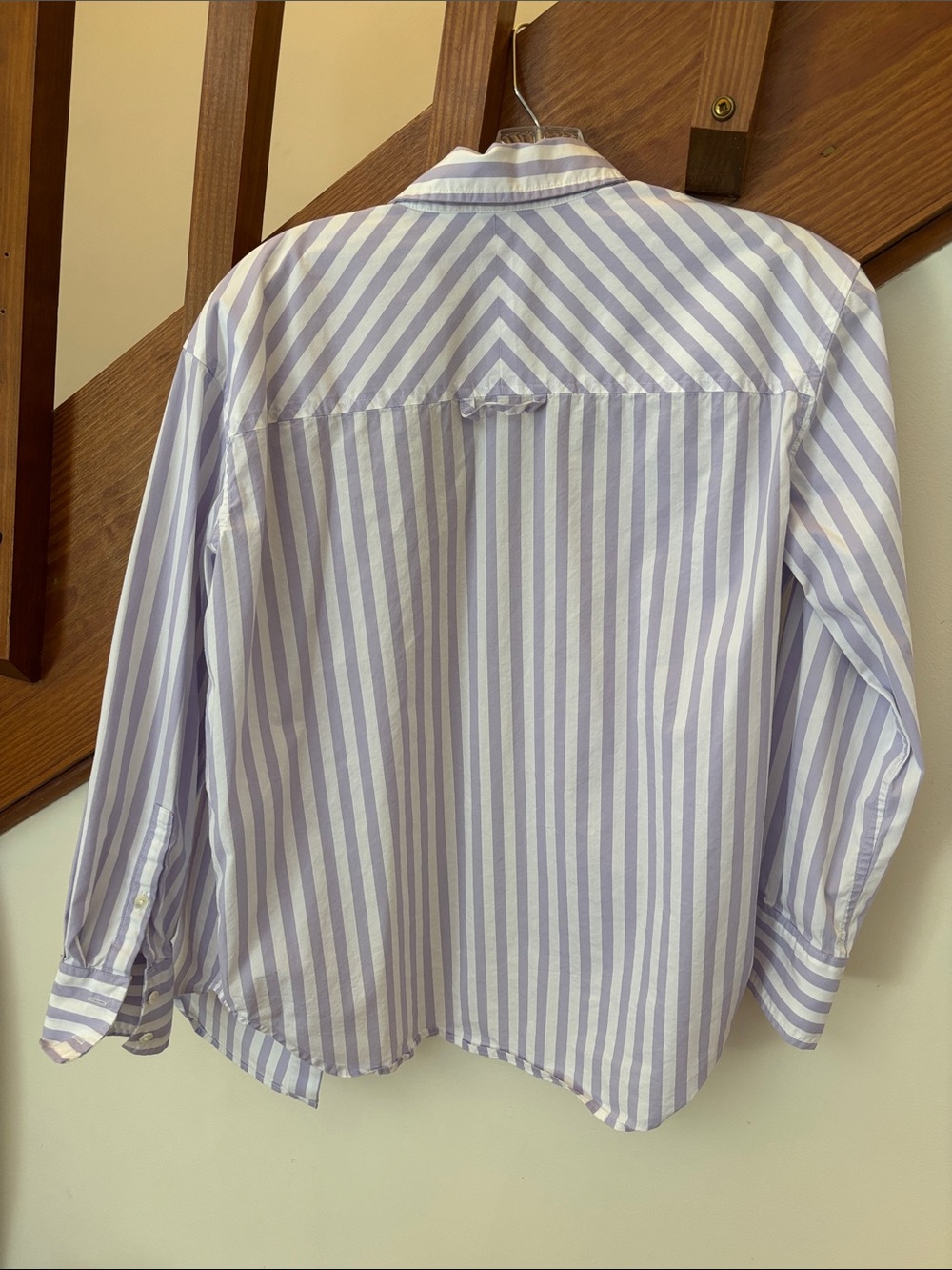 AYR. Lavender and White Vertical Stripe Button-Down Shirt - Picture 4 of 4